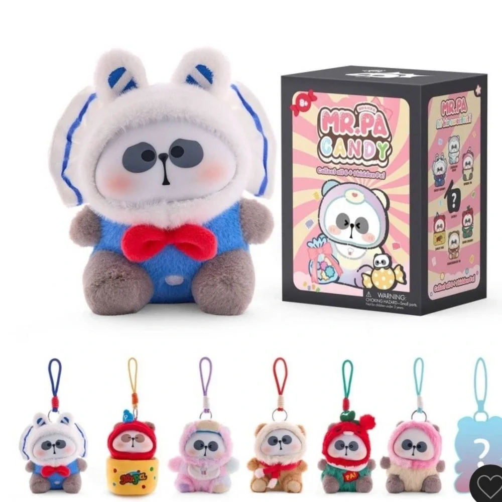 Mr. Pa Candy Series Sweet Bunny Plush Collectible Blind Box Mystery Toy Blue Red